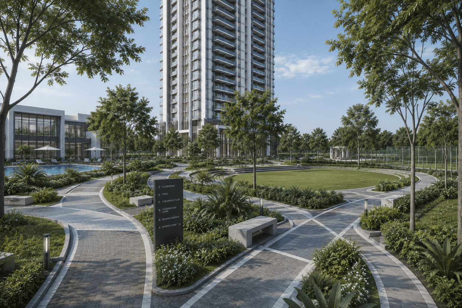 Celestia Residences — tower facade in daylight, visualized by Space & Scale