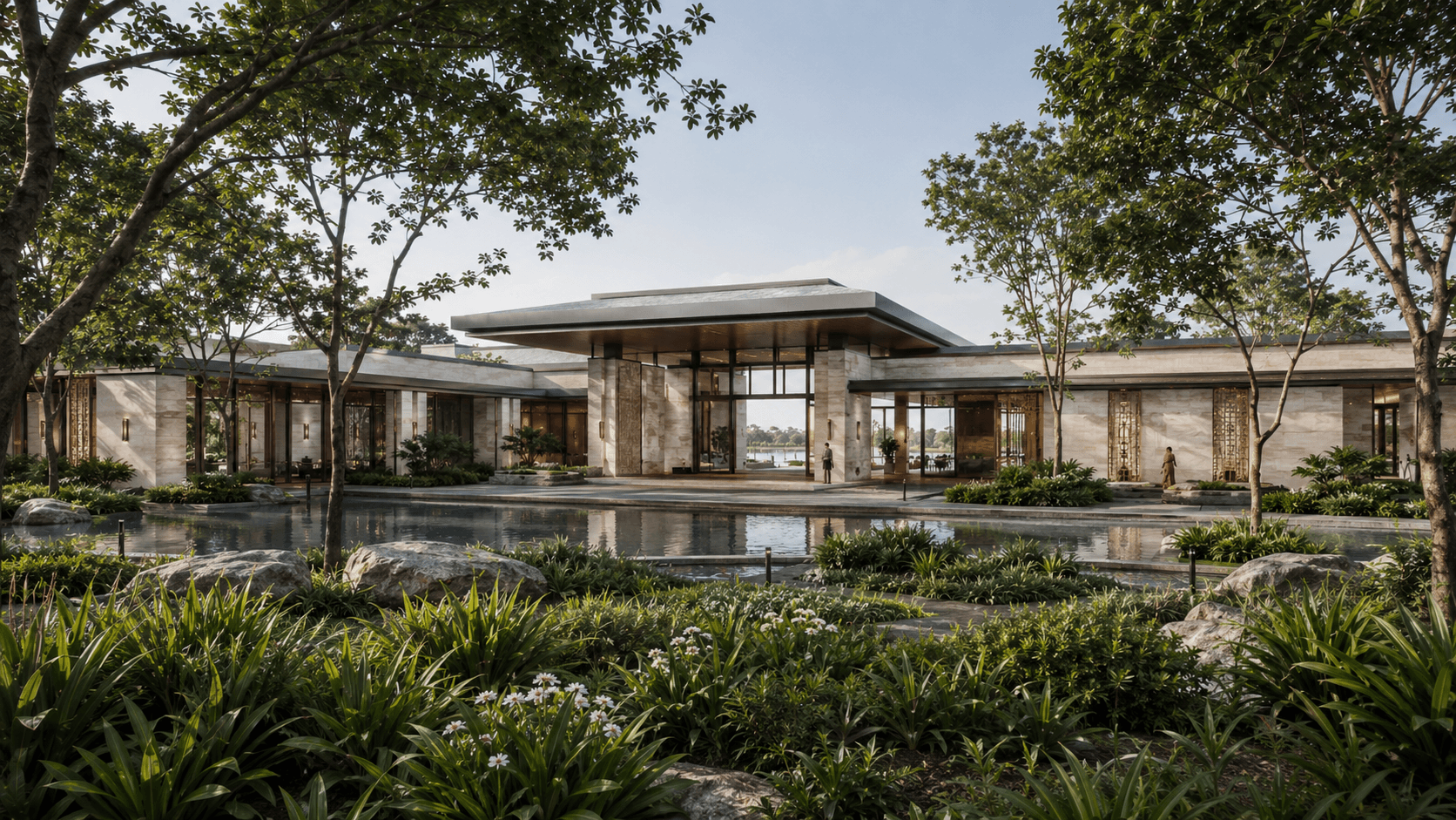 Slavia Resort — guest pavilion exterior, visualized by Space & Scale
