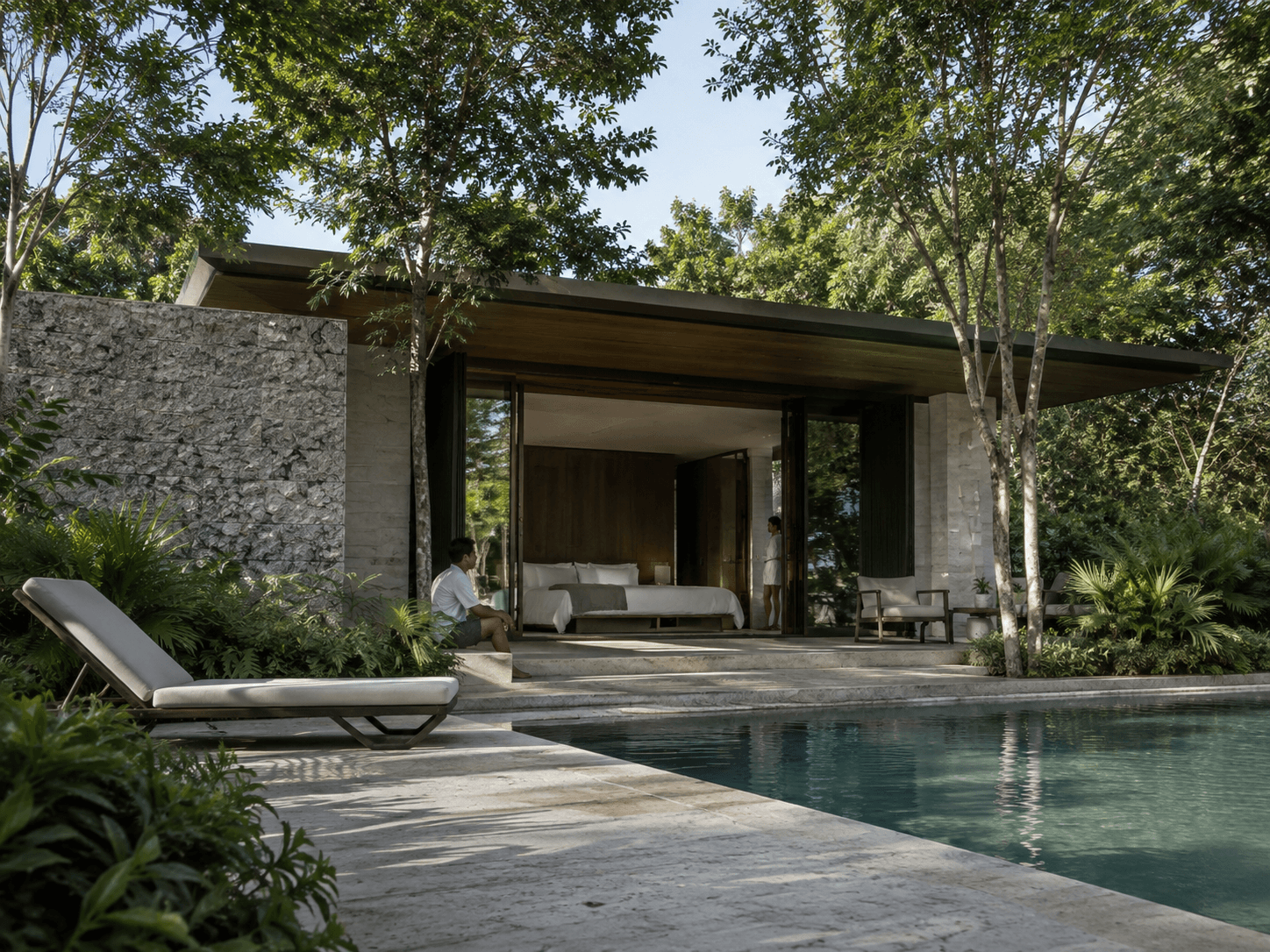 Slavia Resort — spa and wellness pavilion approach, visualized by Space & Scale