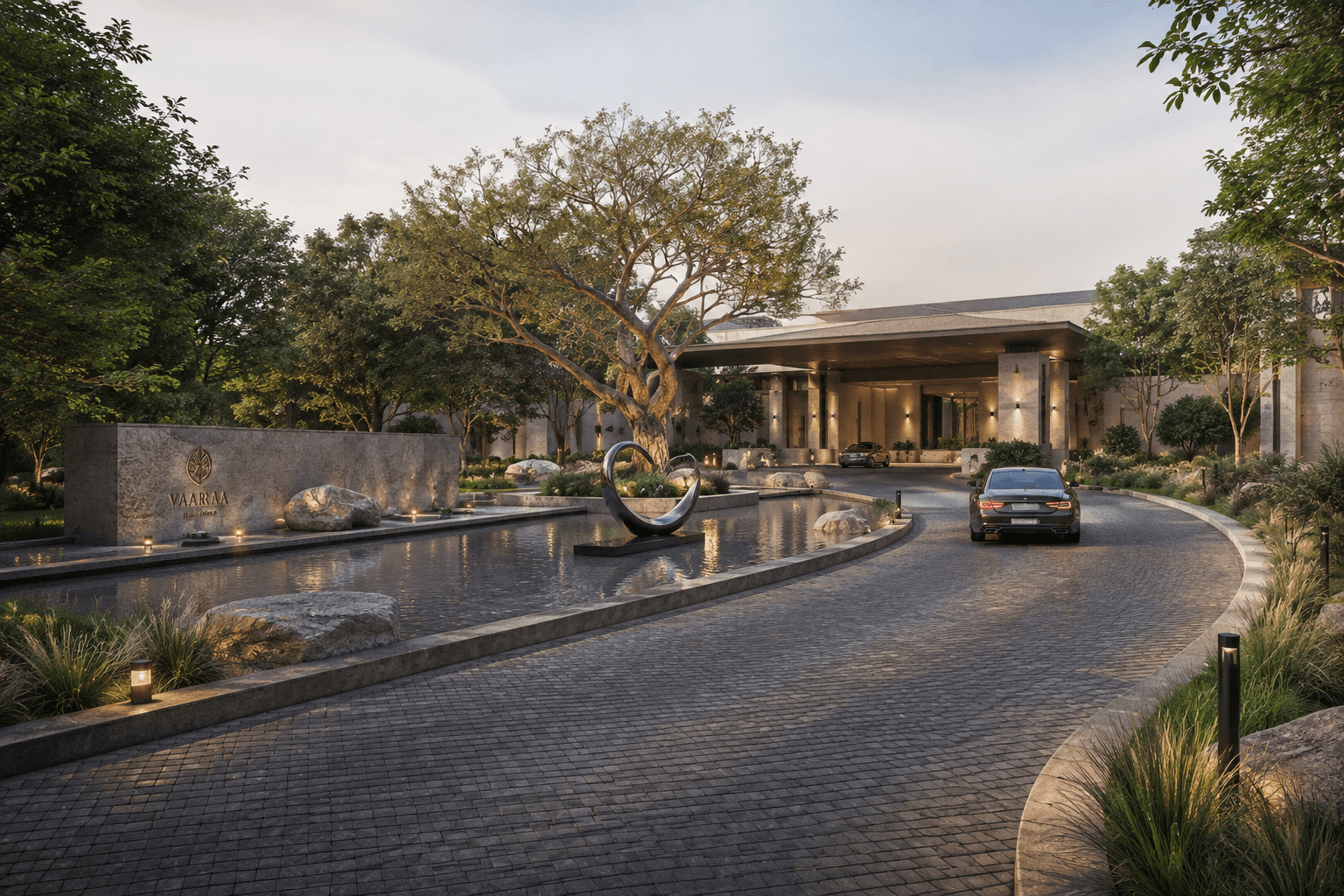 Slavia Resort — guest pavilion exterior, visualized by Space & Scale