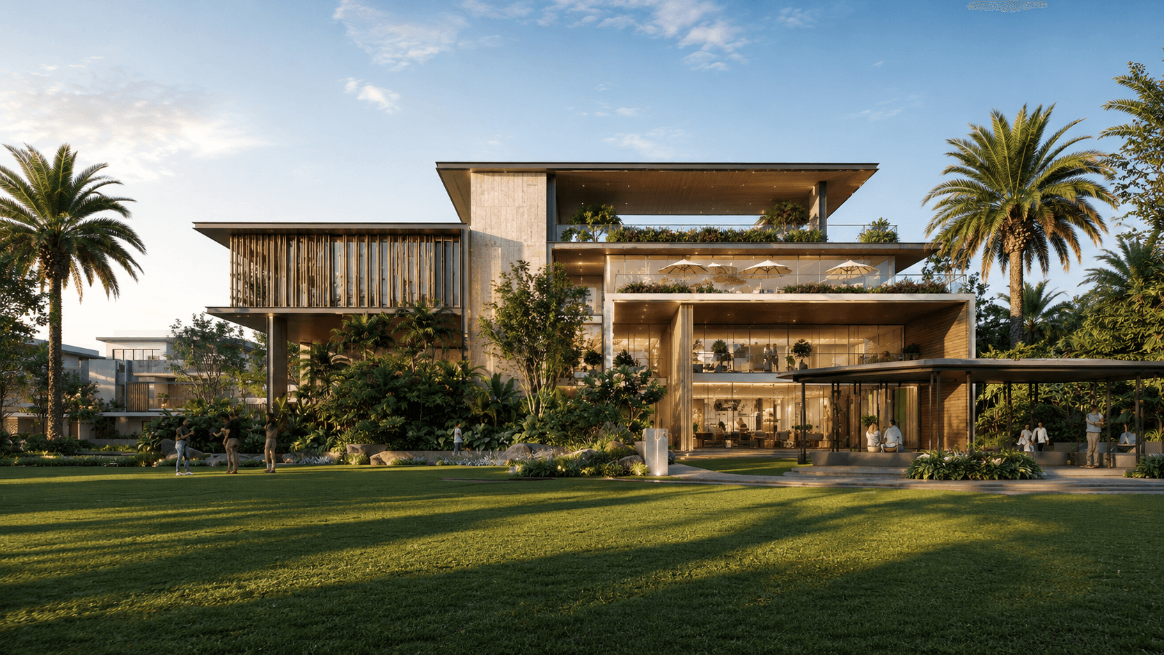 Vasant Vihara — rooftop entertaining deck, visualized by Space & Scale