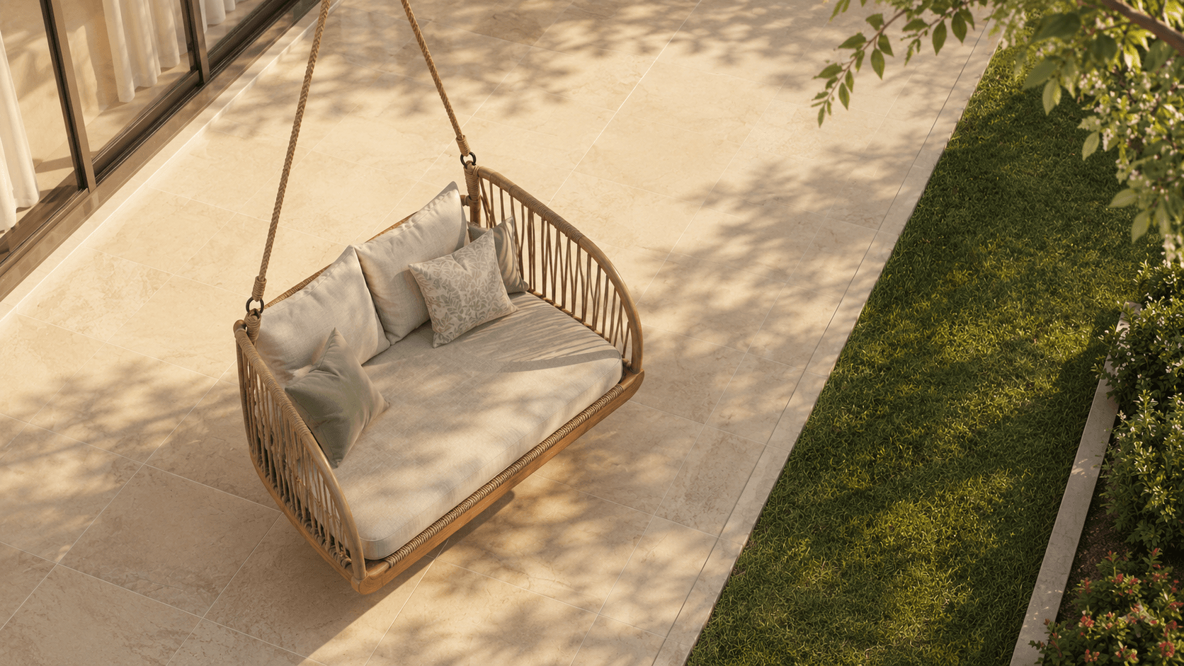 Vasant Vihara — residence facade and garden edge, visualized by Space & Scale