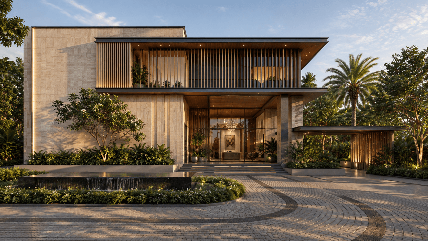 Vasant Vihara — rooftop entertaining deck, visualized by Space & Scale