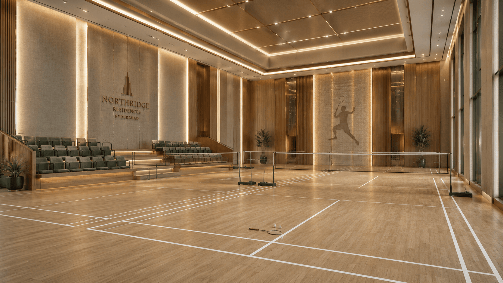 Northridge Residences — residents' lounge seating group, visualized by Space & Scale