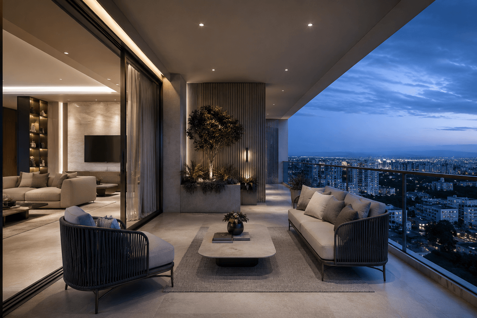 Northridge Residences — double-height clubhouse lobby, visualized by Space & Scale