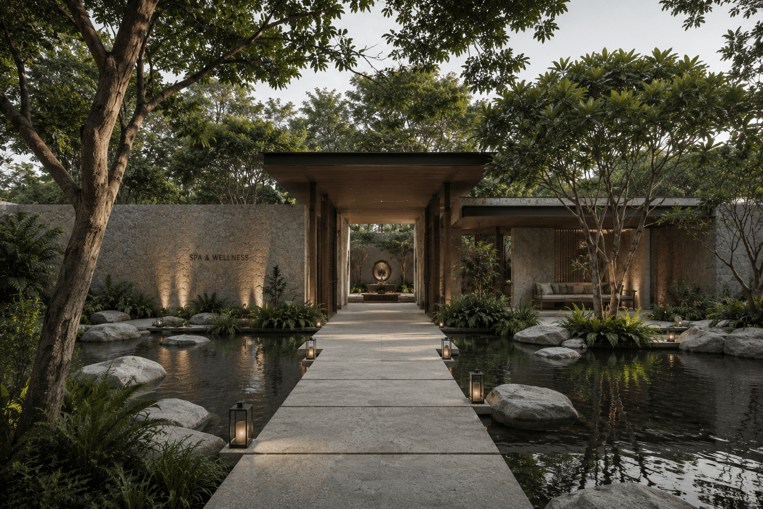 Slavia Resort — guest pavilion exterior, visualized by Space & Scale